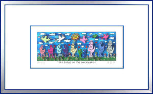 James Rizzi - THE BIRDS IN THE BACKYARD - Original 3D Bild drucksigniert