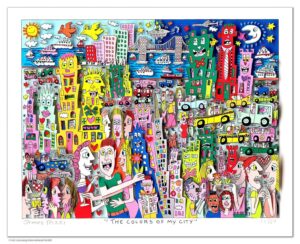 James Rizzi - THE COLOURS OF MY CITY - Original 3D Bild drucksigniert-Silber-bla...