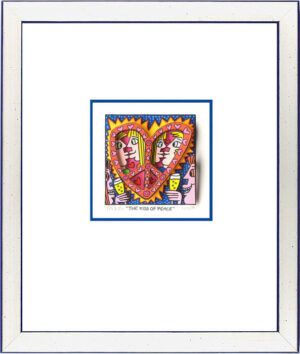 James Rizzi - THE KISS OF PEACE  - Original 3D Bild drucksigniert-Silber-blau-No...