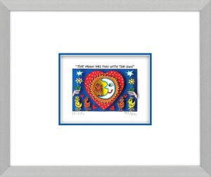 James Rizzi - THE MOON HAS FUN WITH THE SUN  - Original 3D Bild drucksigniert