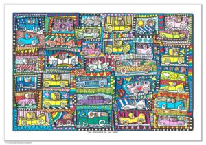 James Rizzi - THE ROMANCE OF THE ROAD - Original 3D Bild drucksigniert - ohne Ra...