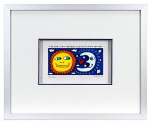 James Rizzi THE SUN LOVES THE MOON. Original 3D Grafik drucksigniert