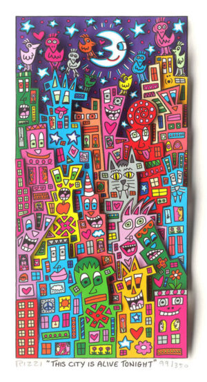 James Rizzi - THIS CITY IS ALIVE TONIGHT - Original 3D Bild drucksigniert