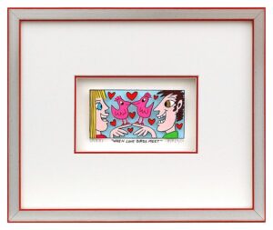 James Rizzi WHEN LOVE BIRDS MEET - 3D Bild drucksigniert