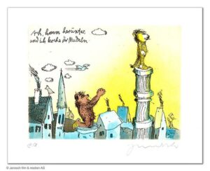 Janosch - ACH KOMM HERUNTER UND ICH KOCHE DIR NUDELN - original Radierung handsi...