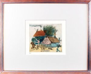 Janosch - BAD ZWISCHENAHN - original Radierung handsigniert-silber-orange