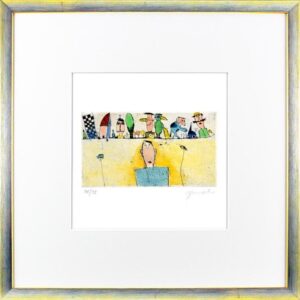 Janosch - DER MANN IN GELB - original Radierung handsigniert-silber gelb