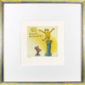 Janosch - DER TIGER RUFT "NUN KOMMT DER MAI" - original Radierung handsigniert-s...