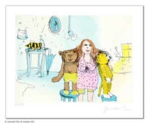 Janosch - DIE BESTE FREUNDIN VON BÄR UND TIGER - original Radierung handsigniert...