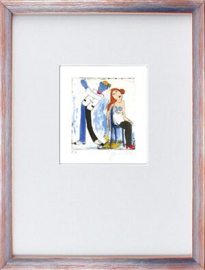 Janosch - DIE GELIEBTE AUS RUSSLAND - original Radierung handsigniert-silber-ora...