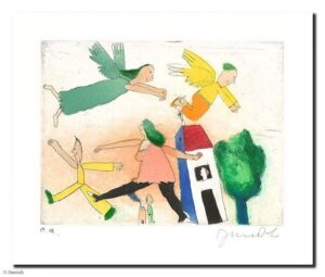 Janosch - DIE LEUTE OBEN + DIE LEUTE UNTEN - original Radierung handsigniert - o...