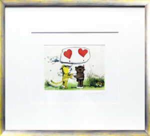 Janosch - DOPPELHERZ - original Radierung handsigniert