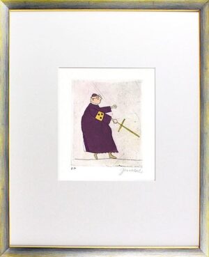 Janosch - EMINENZ WIRD IHN FINDEN - original Radierung handsigniert - silber-gel...