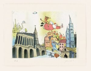 Janosch - ERFURT - original Radierung handsigniert - ohne Rahmen PP