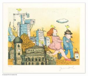 Janosch - FRANKFURT AM MAIN - original Radierung handsigniert - ohne Rahmen PP