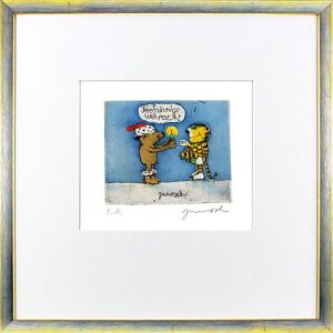 Janosch - FROHSINNIGE WEIHNACHTEN - original Radierung handsigniert-silber gelb