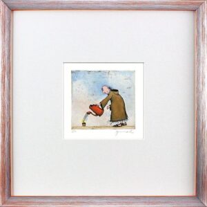 Janosch - GÄRTNER PATER - original Radierung handsigniert-silber-orange