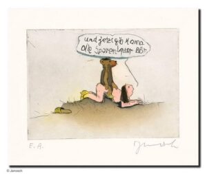 Janosch - GIB MAMA DIE SPOREN - original Radierung handsigniert - ohne Rahmen PP