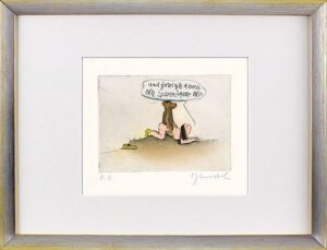 Janosch - GIB MAMA DIE SPOREN - original Radierung handsigniert-silber gelb