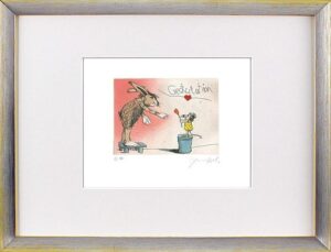 Janosch - GRATULATION DU LIEBER HASE - original Radierung handsigniert-silber ge...