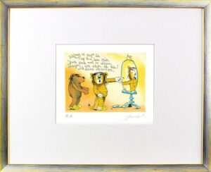 Janosch - GUCK DOCH MAL IN DIESEN SPIEGEL - original Radierung handsigniert-silb...