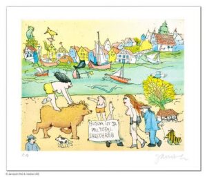 Janosch - HUSUM IST SO SCHRÄG - original Radierung handsigniert - ohne Rahmen PP