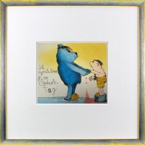 Janosch - ICH GRATULIERE ZUM GEBURTSTAG - original Radierung handsigniert-silber...