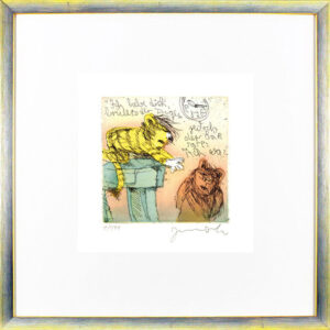 Janosch - ICH LIEBE DICH BRÜLLTE DER TIGER  - original Radierung handsigniert