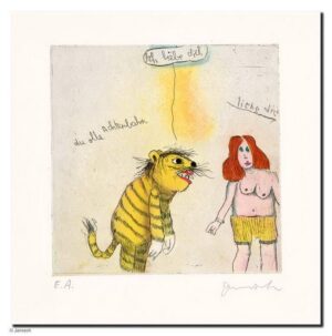 Janosch - ICH LIEBE DICH DU OLLE ACHTERBAHN - original Radierung handsigniert - ...