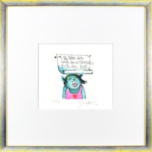 Janosch - ICH LIEBE DICH WEIL DU SO TIERISCH SCHÖN BIST - original Radierung han...