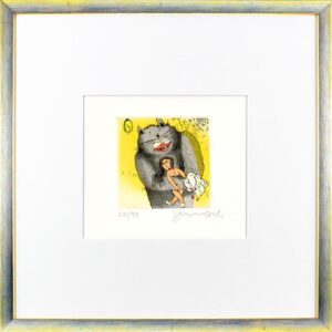 Janosch - ICH LIEBE MARIE - original Radierung handsigniert-silber gelb