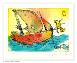 Janosch - JETZT IST ES NICHT MEHR WEIT NACH PANAMA - original Radierung handsign...