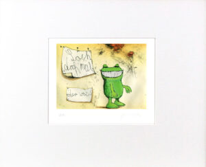 Janosch -  LACH DOCH MAL HERR FROSCH  - original Radierung handsigniert