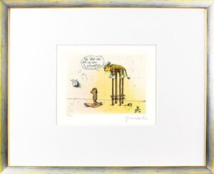 Janosch - LOKOMOTIVE - original Radierung handsigniert-silber gelb