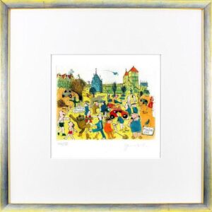 Janosch - MÜNSTER IST SCHÖN - original Radierung handsigniert-silber gelb