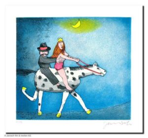 Janosch - NÄCHTLICHER HOCHZEITSRITT - original Radierung handsigniert - ohne Rah...