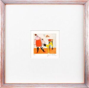 Janosch - PAAR 2003 - original Radierung handsigniert-silber-orange