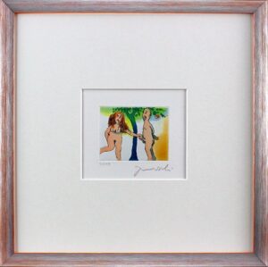 Janosch - PARADIESVOGEL DER I. - original Radierung handsigniert-silber-orange