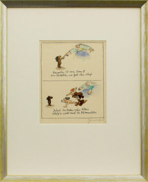 Janosch - RASPUTIN IST VON BERUF EIN VATERBÄR... - original Aquarell handsignier...