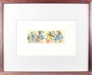 Janosch - SPIELT WALOSZEK AUF DER GEIGE - original Radierung handsigniert-silber...