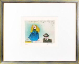 Janosch - WIR HABEN ENDLICH IN ALLER STILLE GEHEIRATET - original Radierung hand...