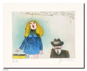 Janosch - WIR HABEN ENDLICH IN ALLER STILLE GEHEIRATET - original Radierung hand...