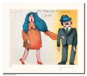 Janosch - WIR HABEN GEHEIRATET MIT GLANZ UND GLORIA - original Radierung handsig...