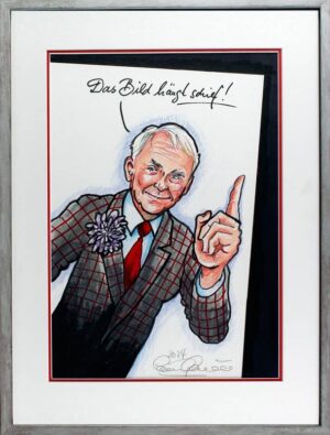 Jörg Knör Bilder - Das Bild hängt schief! - Original Karikatur - Unikat
