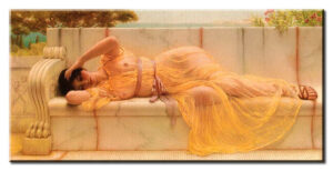 John William Godward Bilder - Mädchen im gelben Tuch-50 x 100 cm