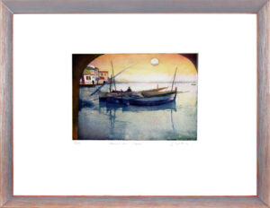 Jutta Votteler - Abend am Meer - Original Farb-Radierung - limitiert und handsig...