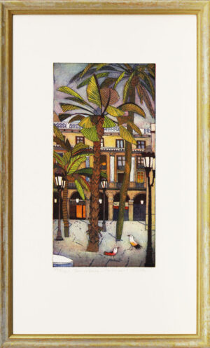 Jutta Votteler - Barcelona Plaza Real - Original Farb-Radierung - limitiert und ...