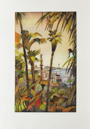 Jutta Votteler - Barcelona desde Miramar - Original Farb-Radierung - limitiert u...