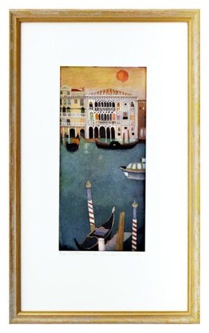 Jutta Votteler - C'a D'oro bei Sonnenaufgang - Original Farb-Radierung - limitie...