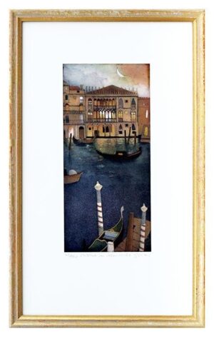 Jutta Votteler - C'a D'oro im Abendlicht - Original Farb-Radierung - limitiert u...